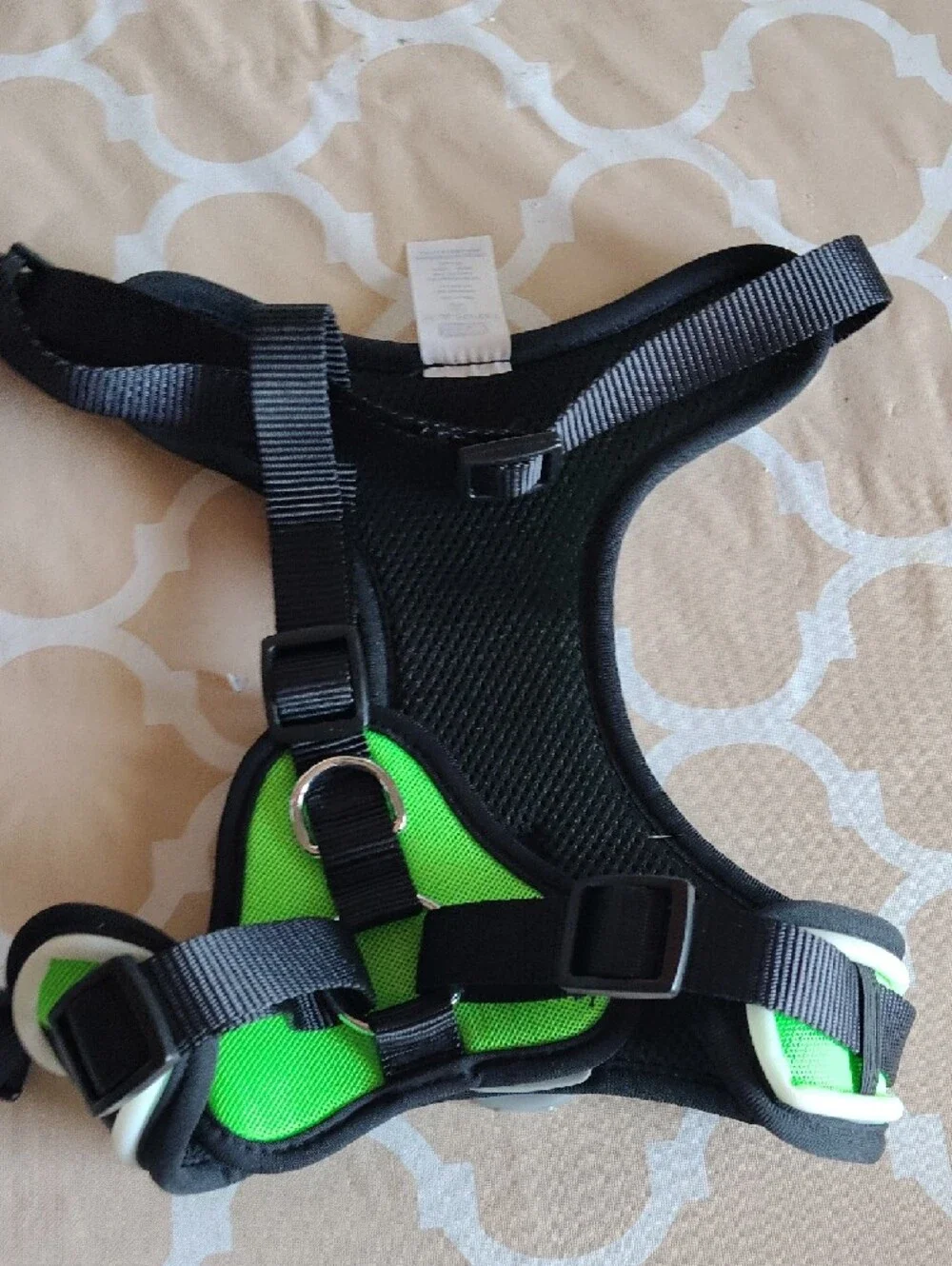 LED Light-Up Reflective Dog Harness - Orange & Green